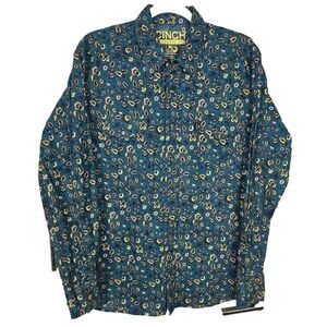 Cinch Modern Fit Western Long Sleeve Pearl Snap Button Shirt‎ Mens Size Medium